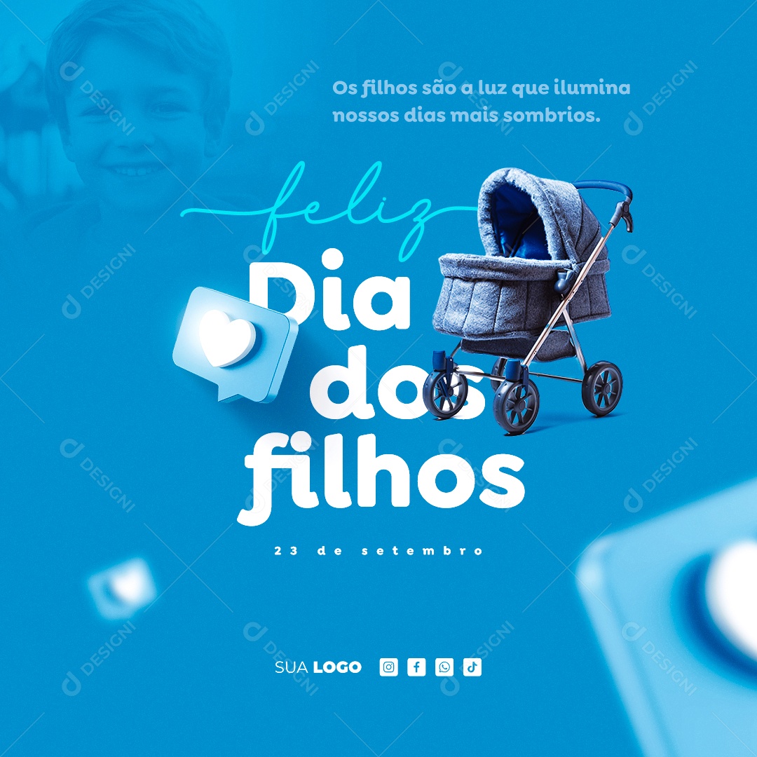 Feliz Dia dos Filhos 23 de Setembro Social Media PSD Editável