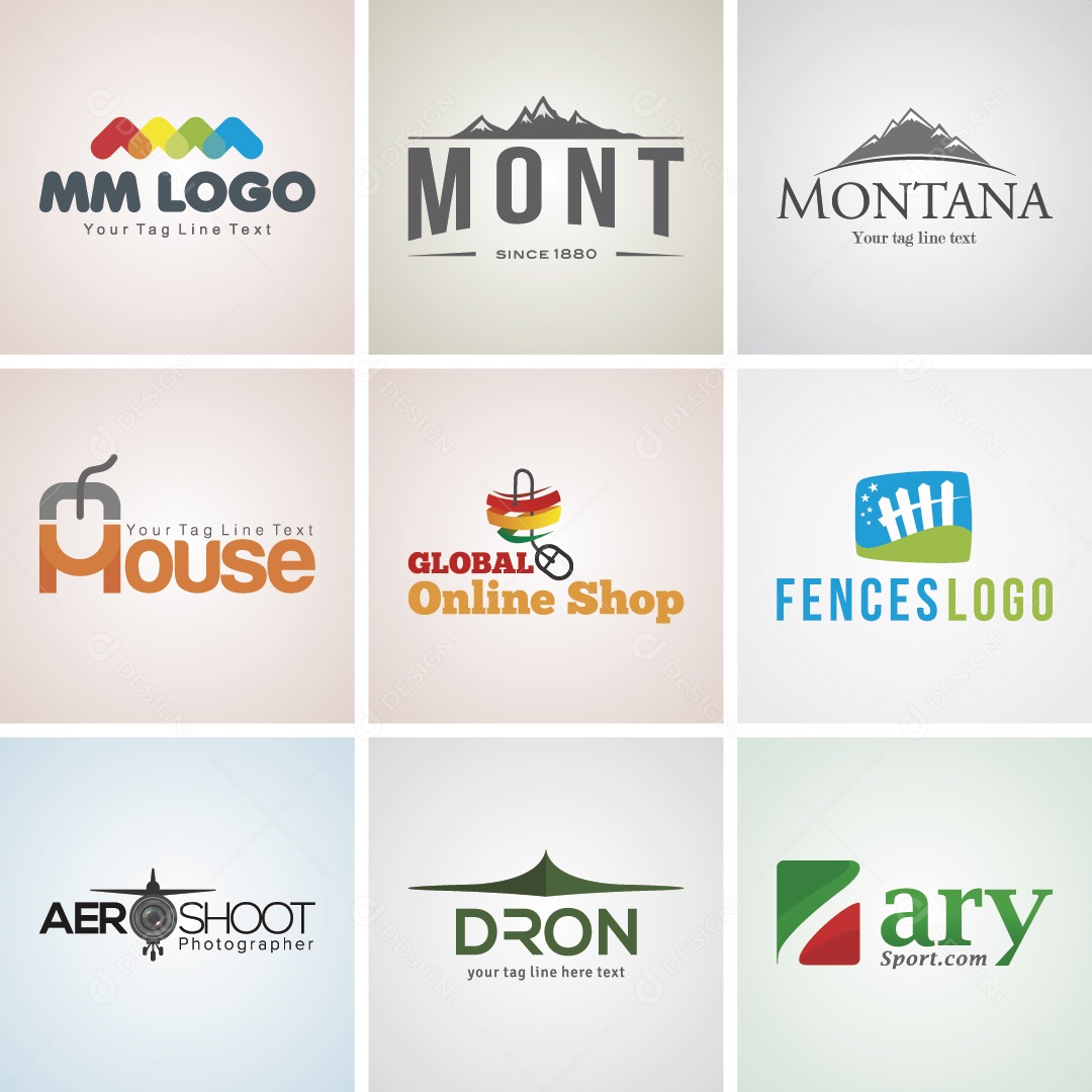 Conjunto de Logos Ilustração Vetor EPS