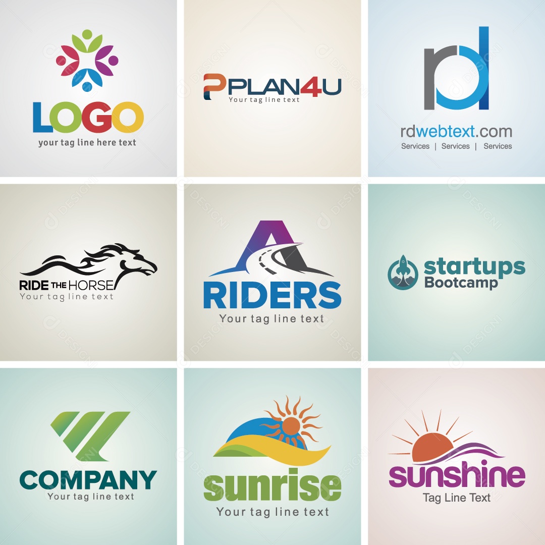 Conjunto de Logos Ilustração Vetor EPS