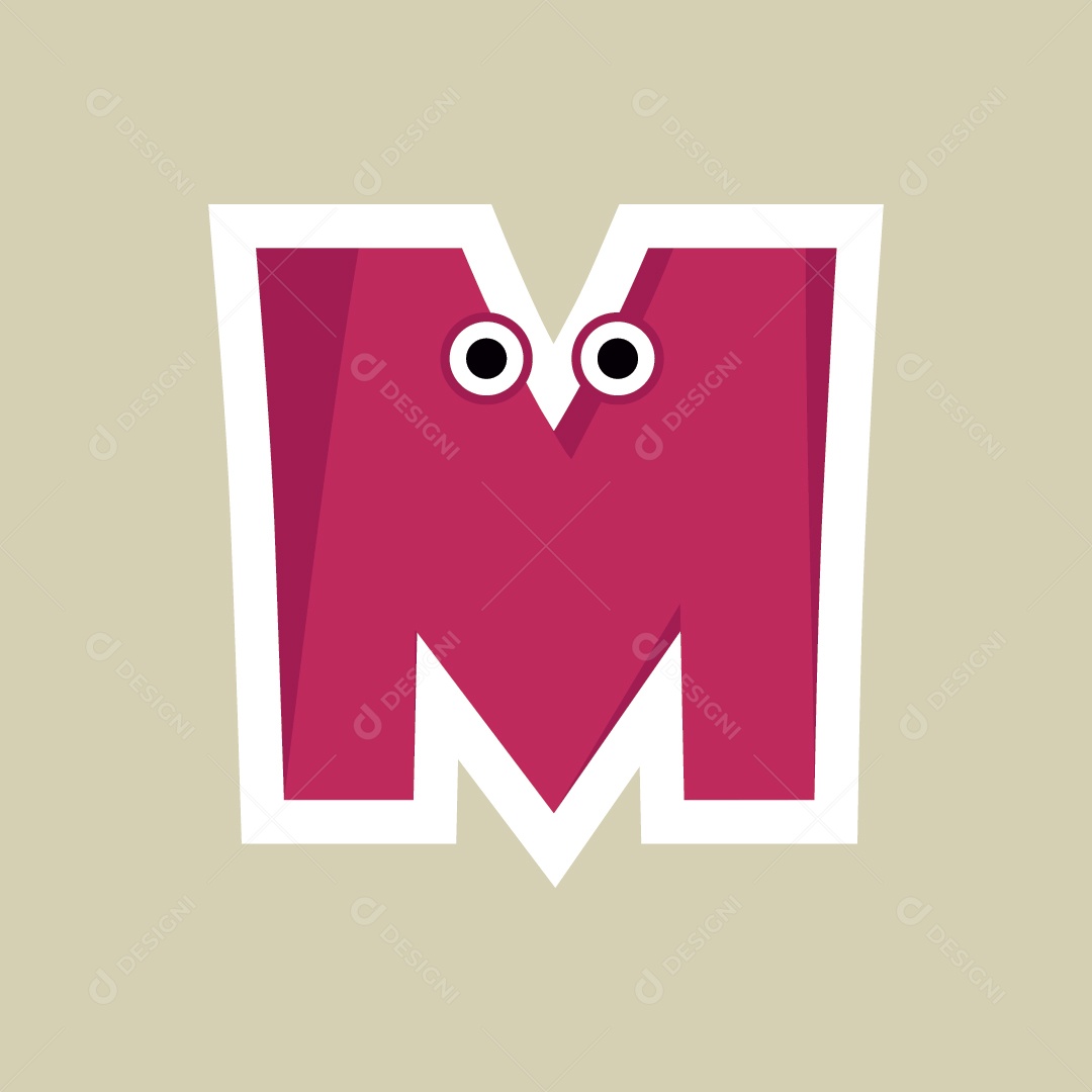 Letra M do Alfabeto Ilustração Vetor EPS