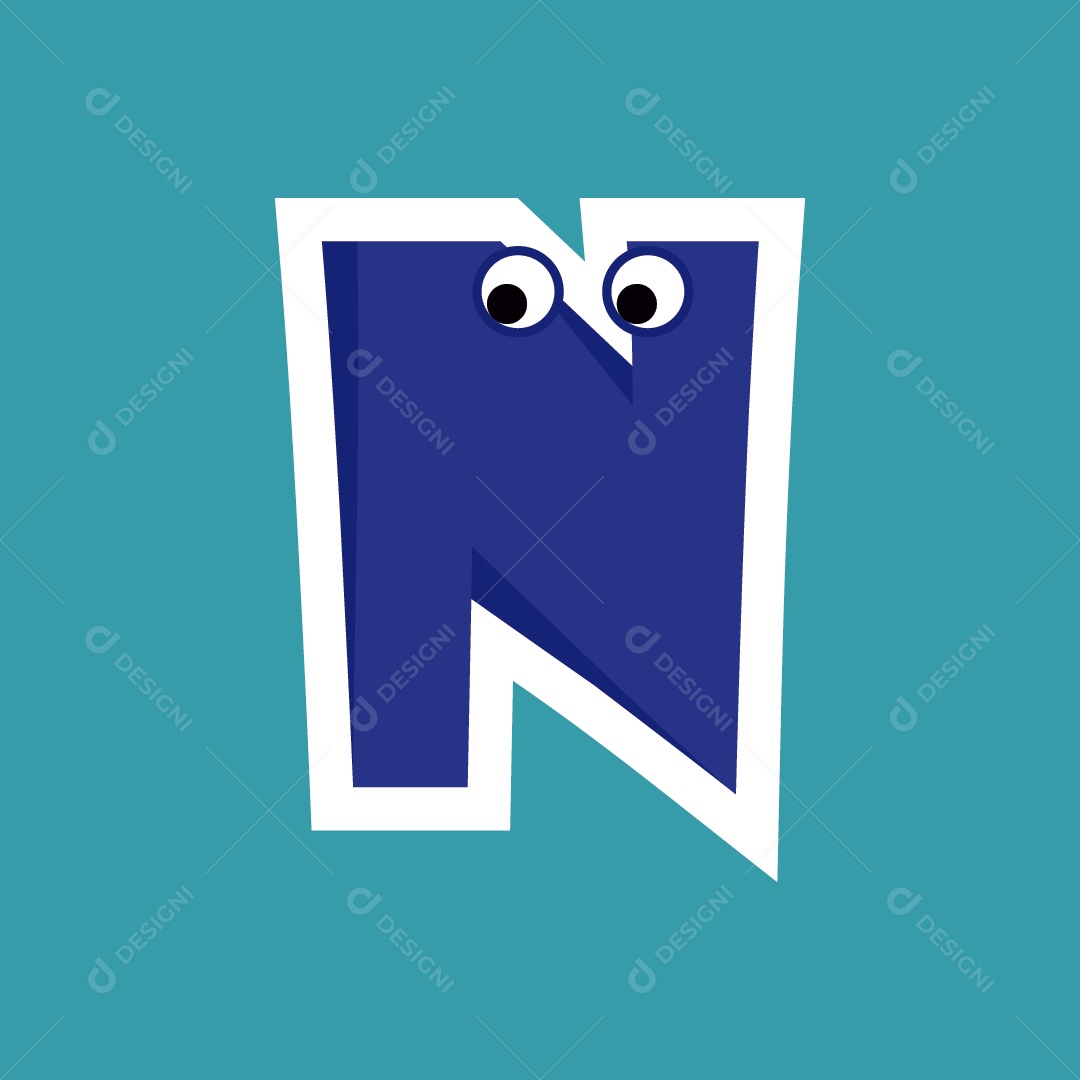 Letra N do Alfabeto Ilustração Vetor EPS