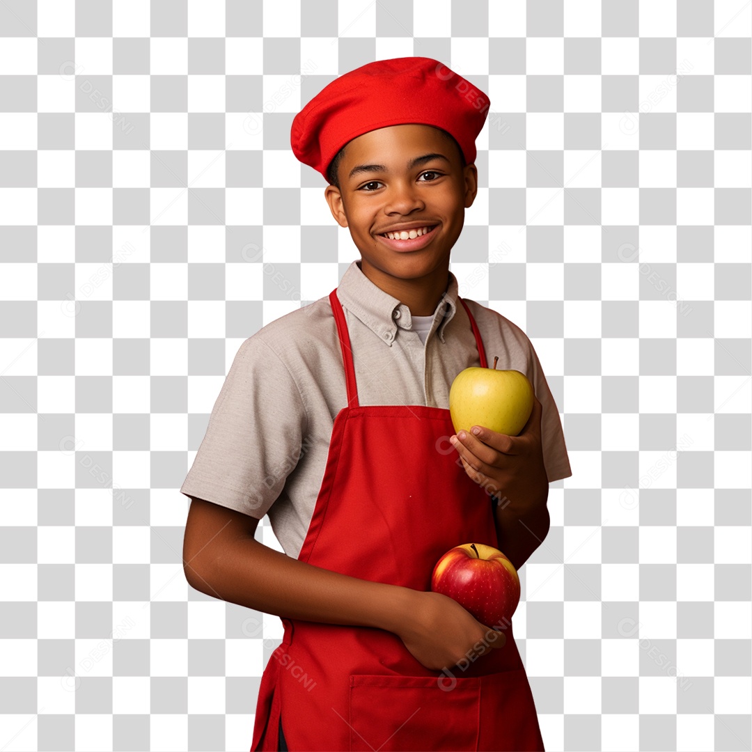 Criança Agricultor com Frutas nas Mãos PNG Transparente