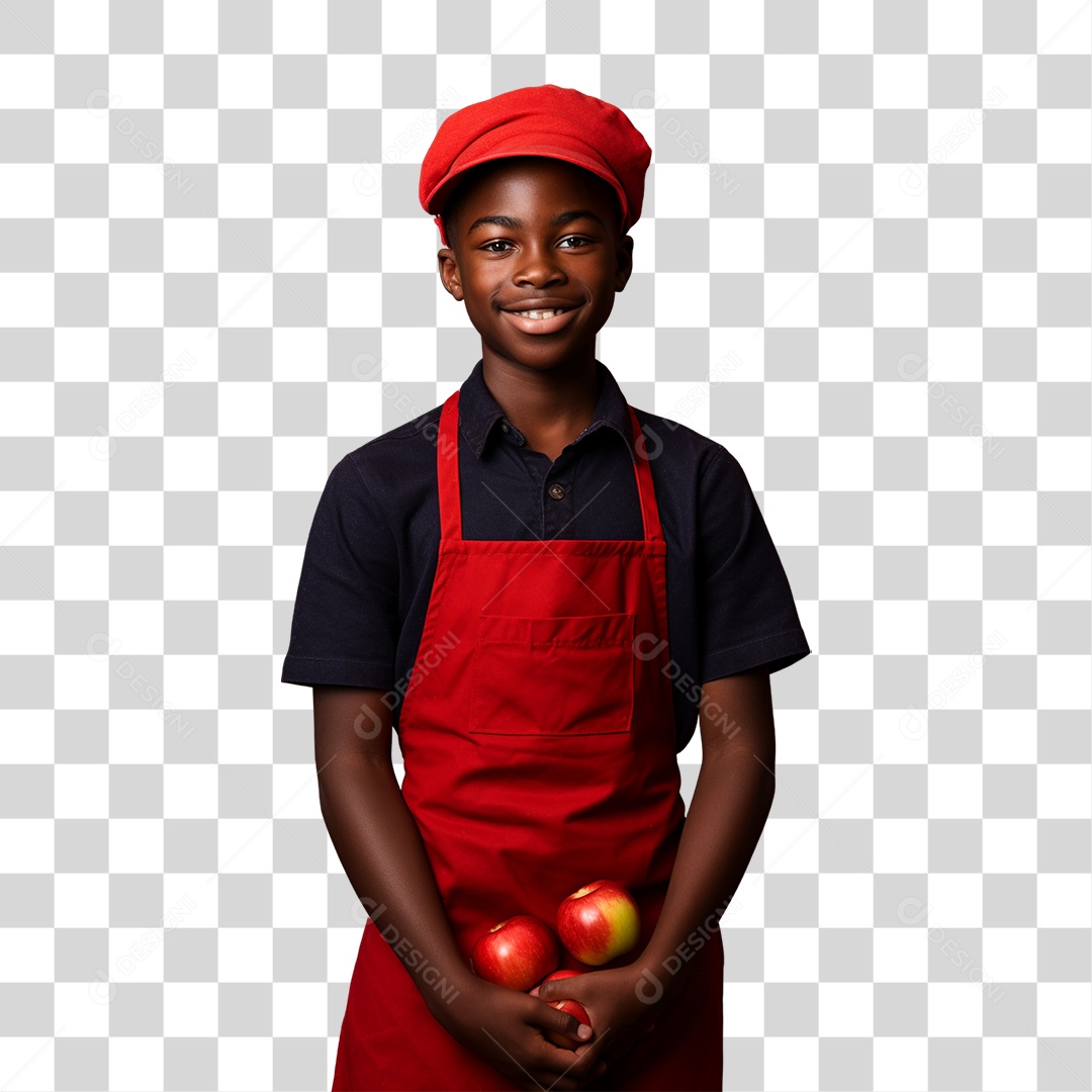 Criança Agricultor com Frutas nas Mãos PNG Transparente