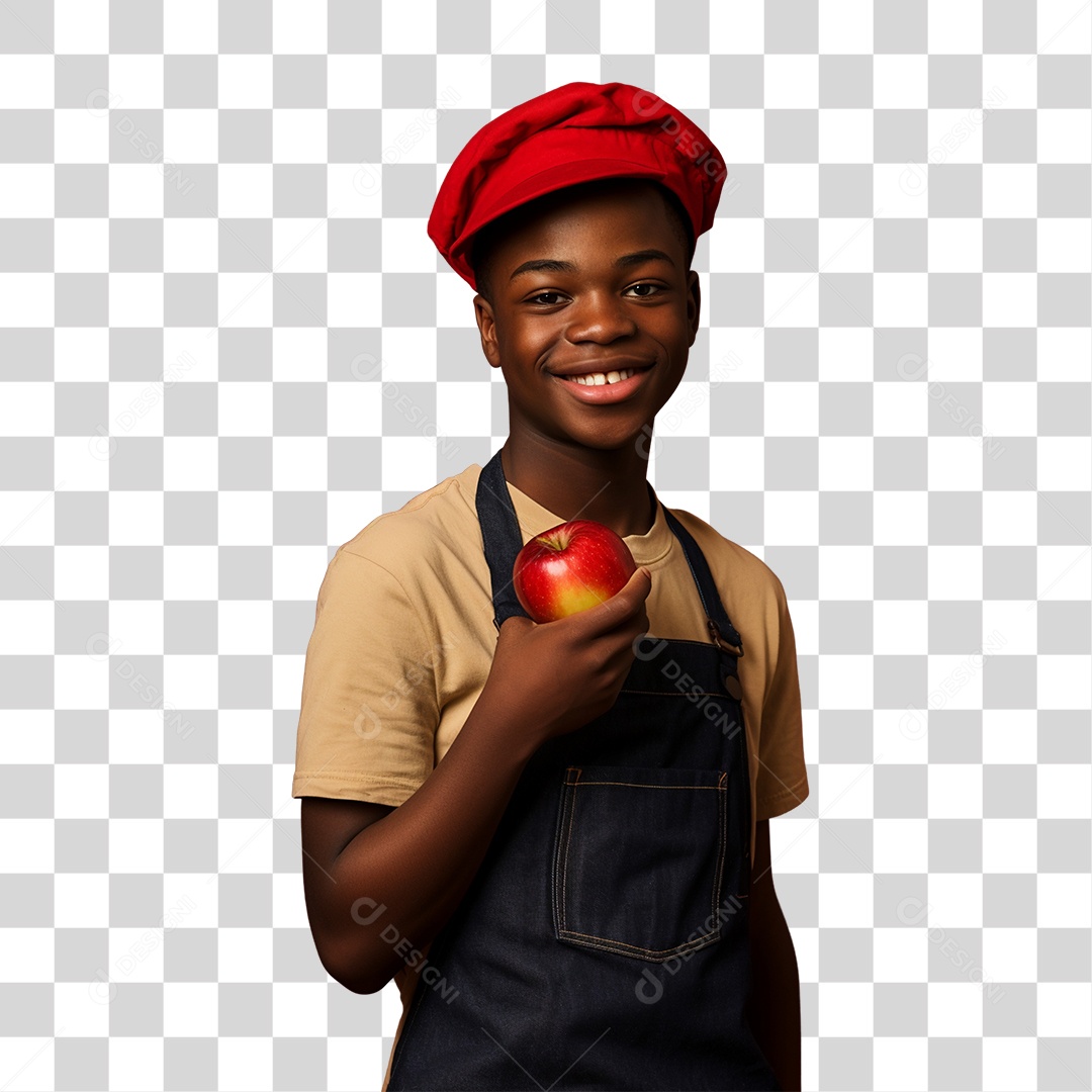 Criança Agricultor com Frutas nas Mãos PNG Transparente