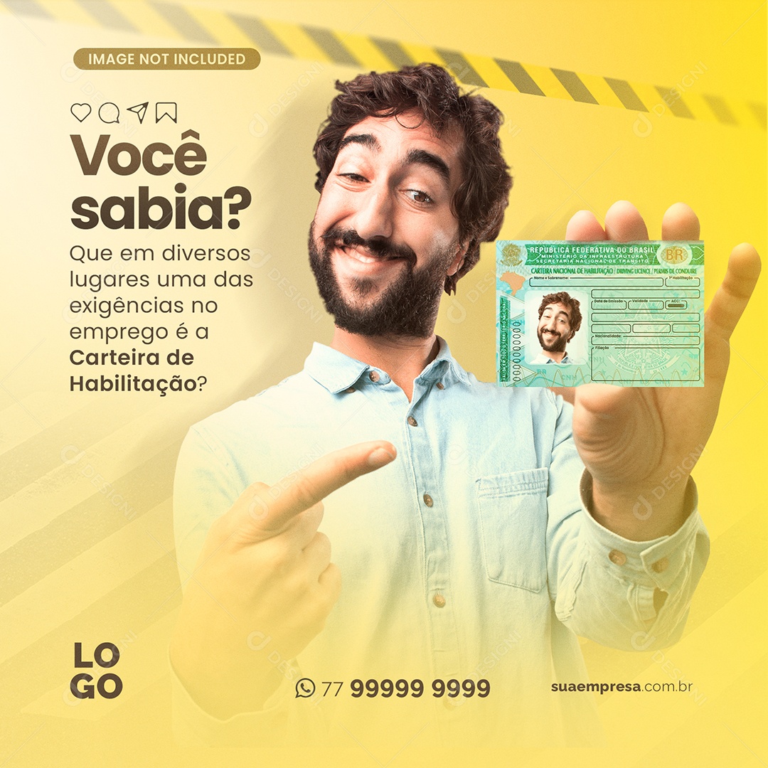 Carteira De Habilitação Autoescola Social Media PSD Editável