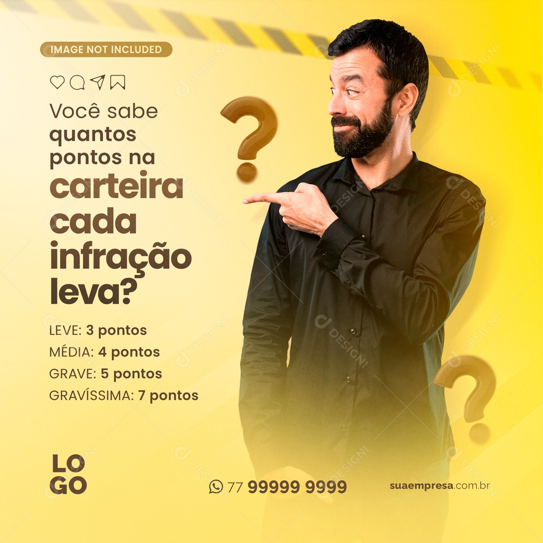 Social Media Autoescola Cada Infração Leva Pontos PSD Editável