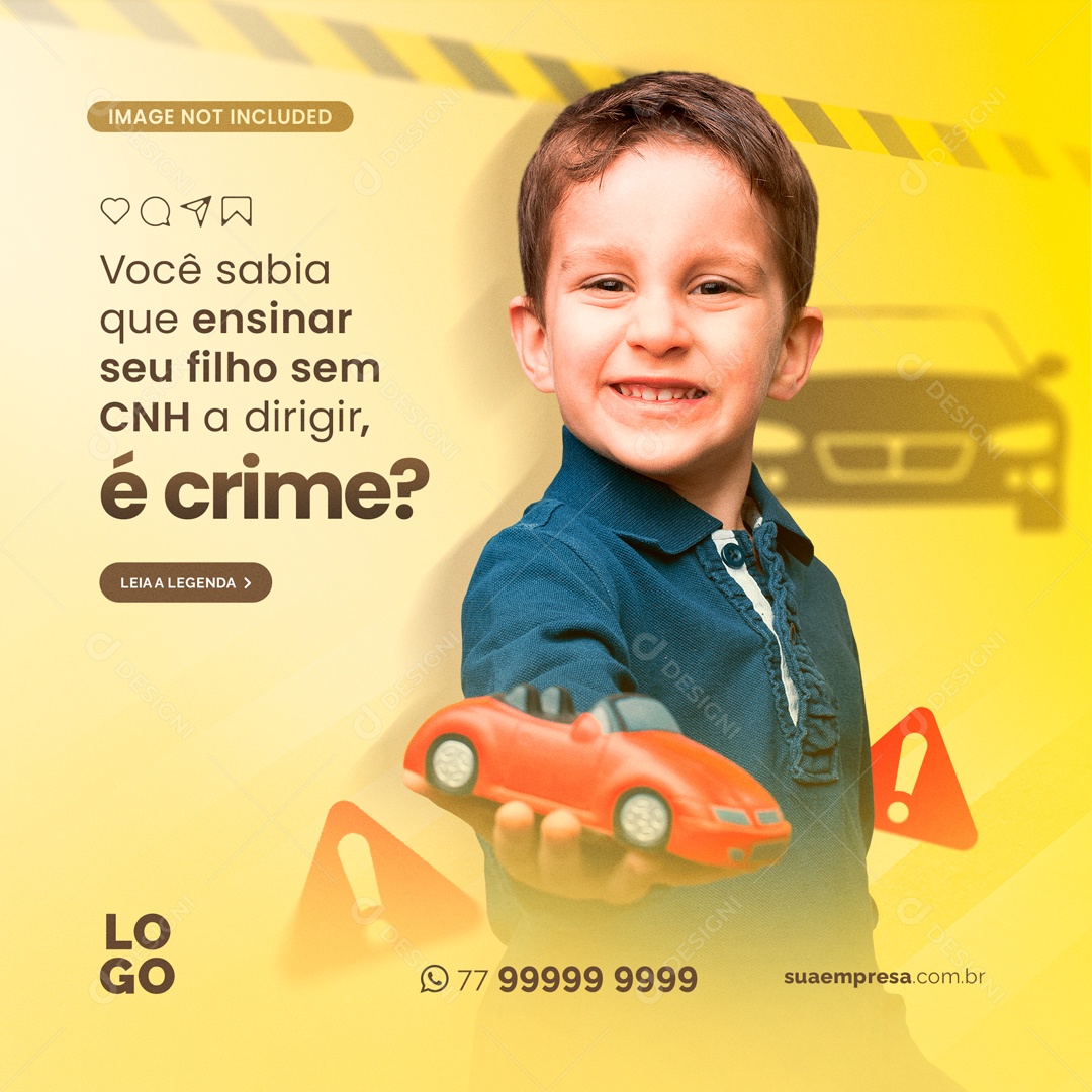Ensinar Seu Filho Sem CNH Autoescola Social Media PSD Editável