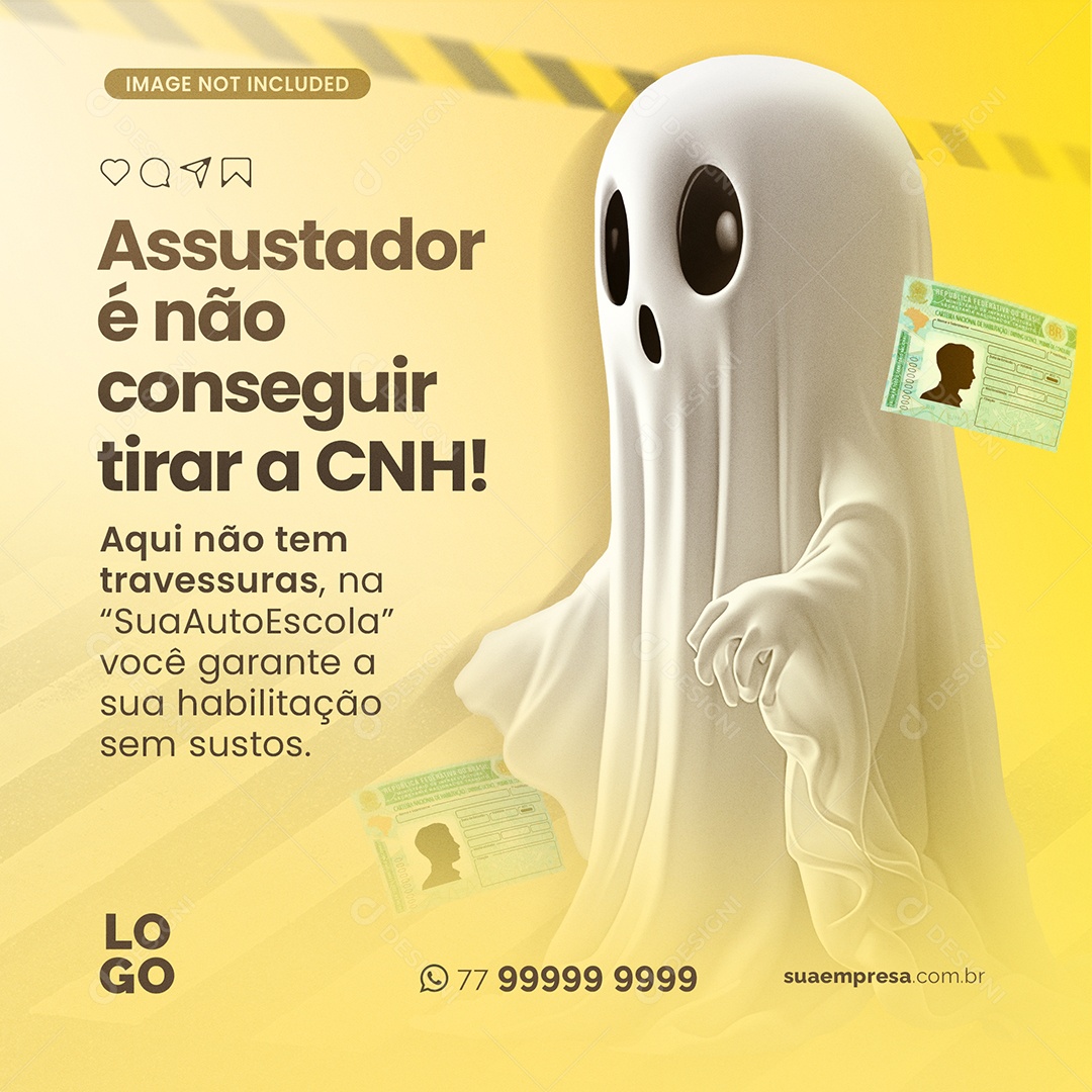 Autoescola Assustador é Não Conseguir Tirar a CNH Social Media PSD Editável