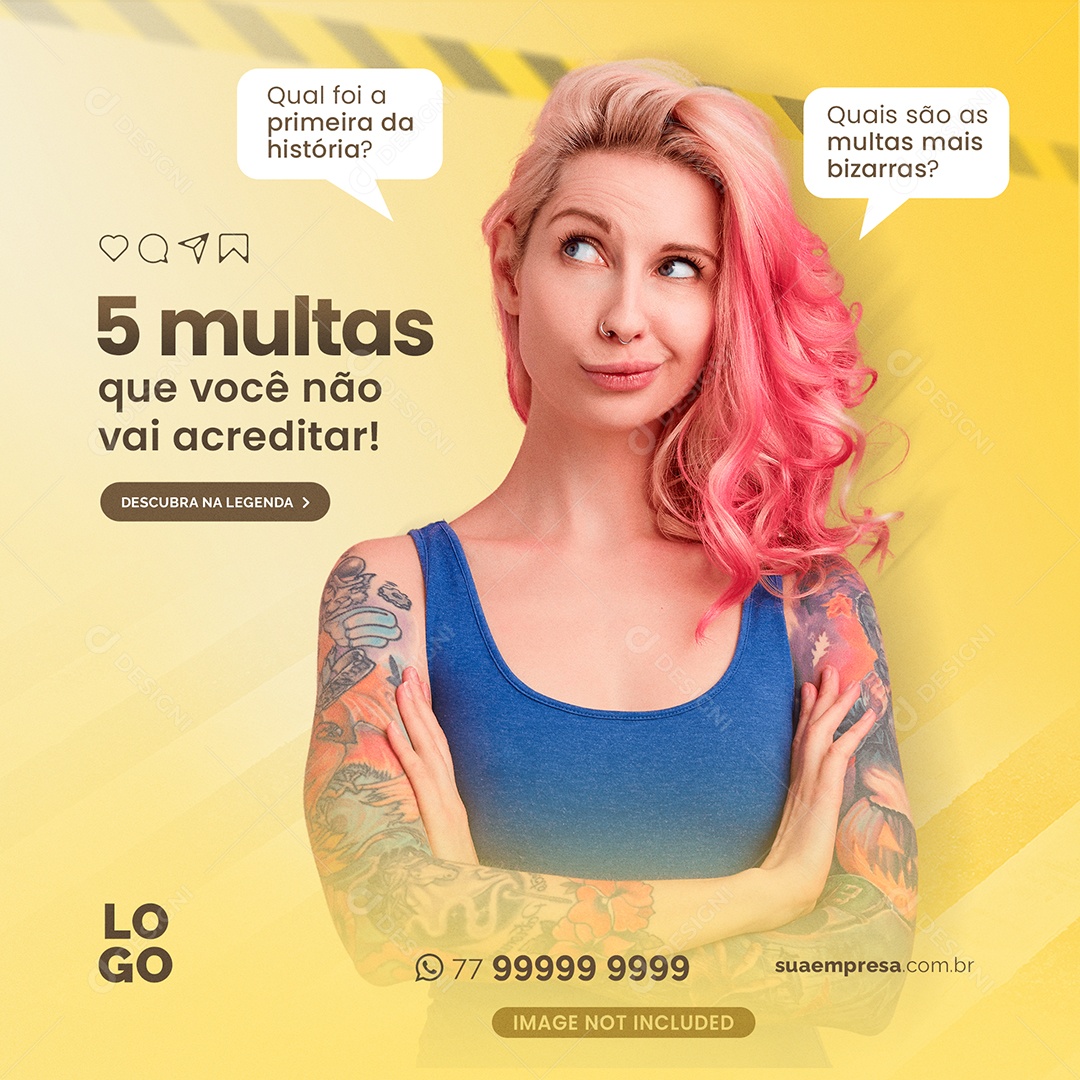 Social Media 5 Multas Que Você Não Vai Acreditar PSD Editável