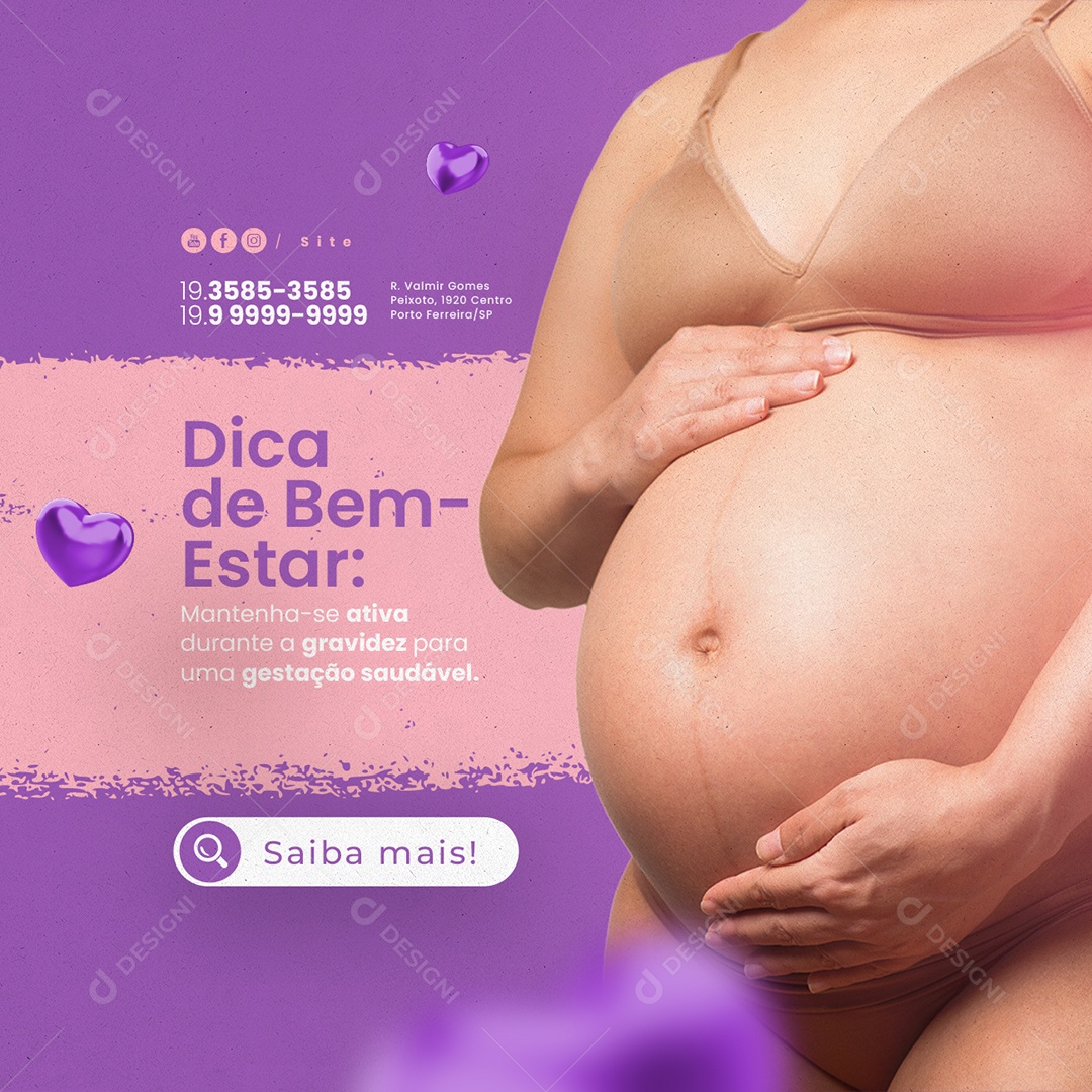 Clínica da Gestante Dica de Bem Estar Social Media PSD Editável
