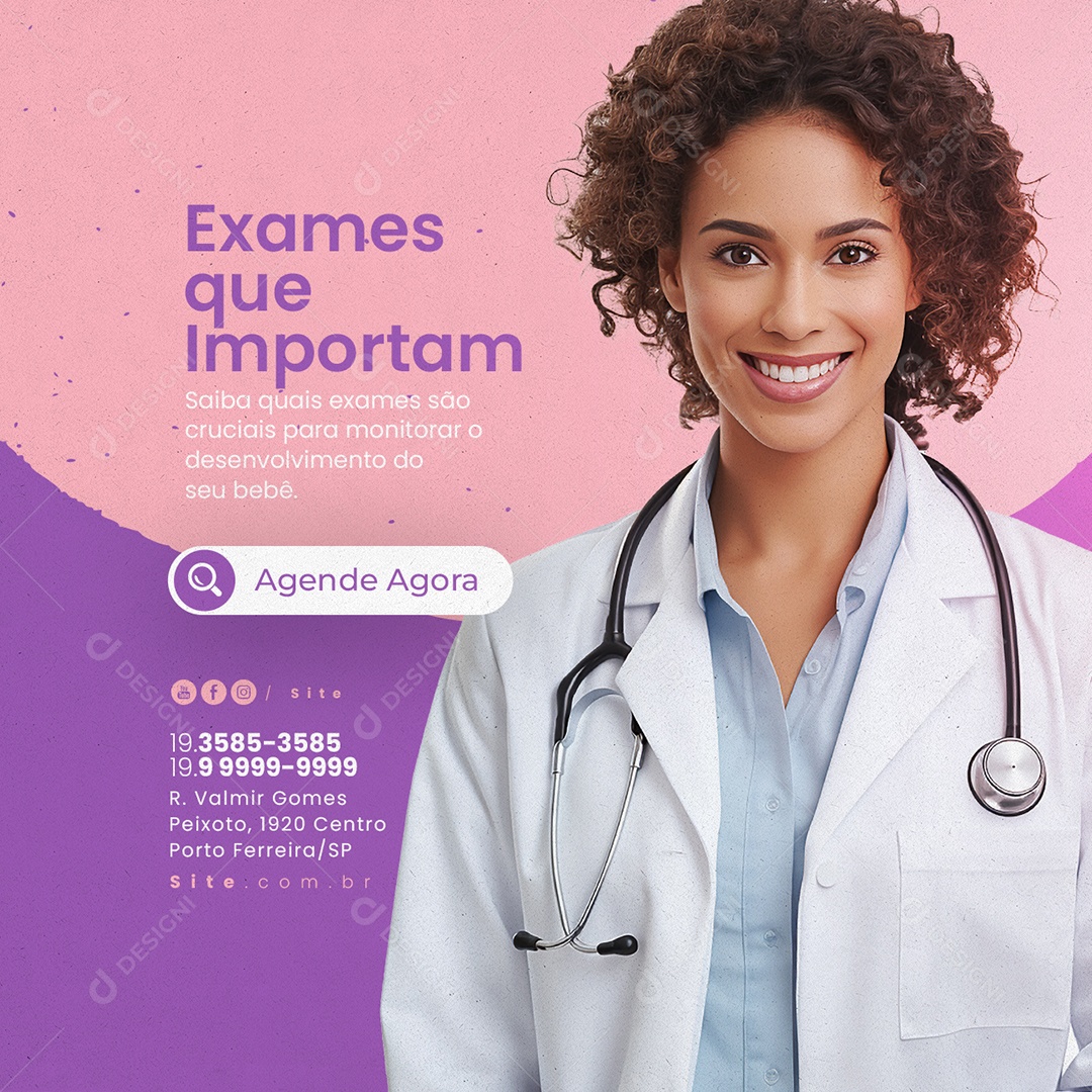Clínica da Gestante Exames que Importam Social Media PSD Editável