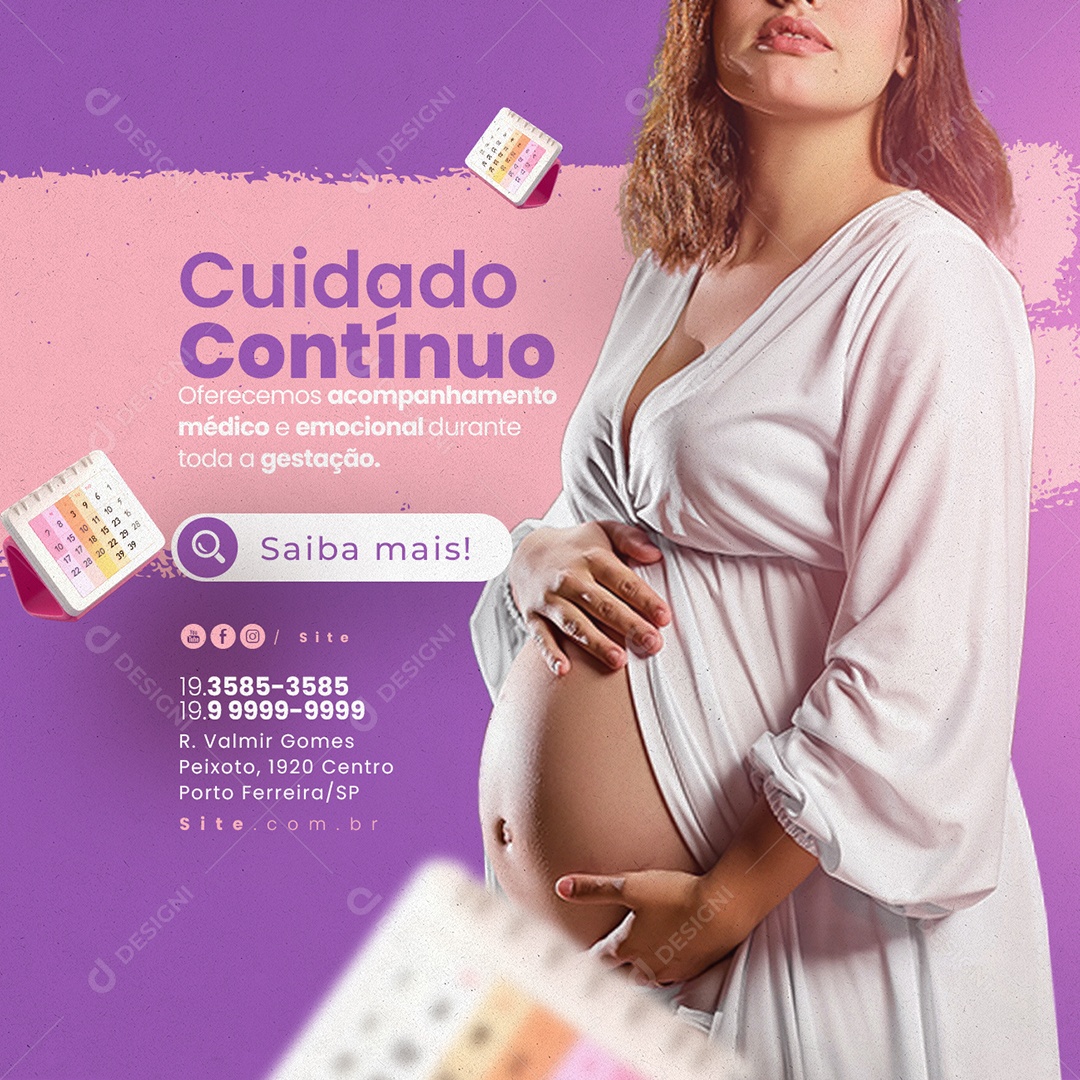 Clínica da Gestante Cuidado Contínuo Social Media PSD Editável