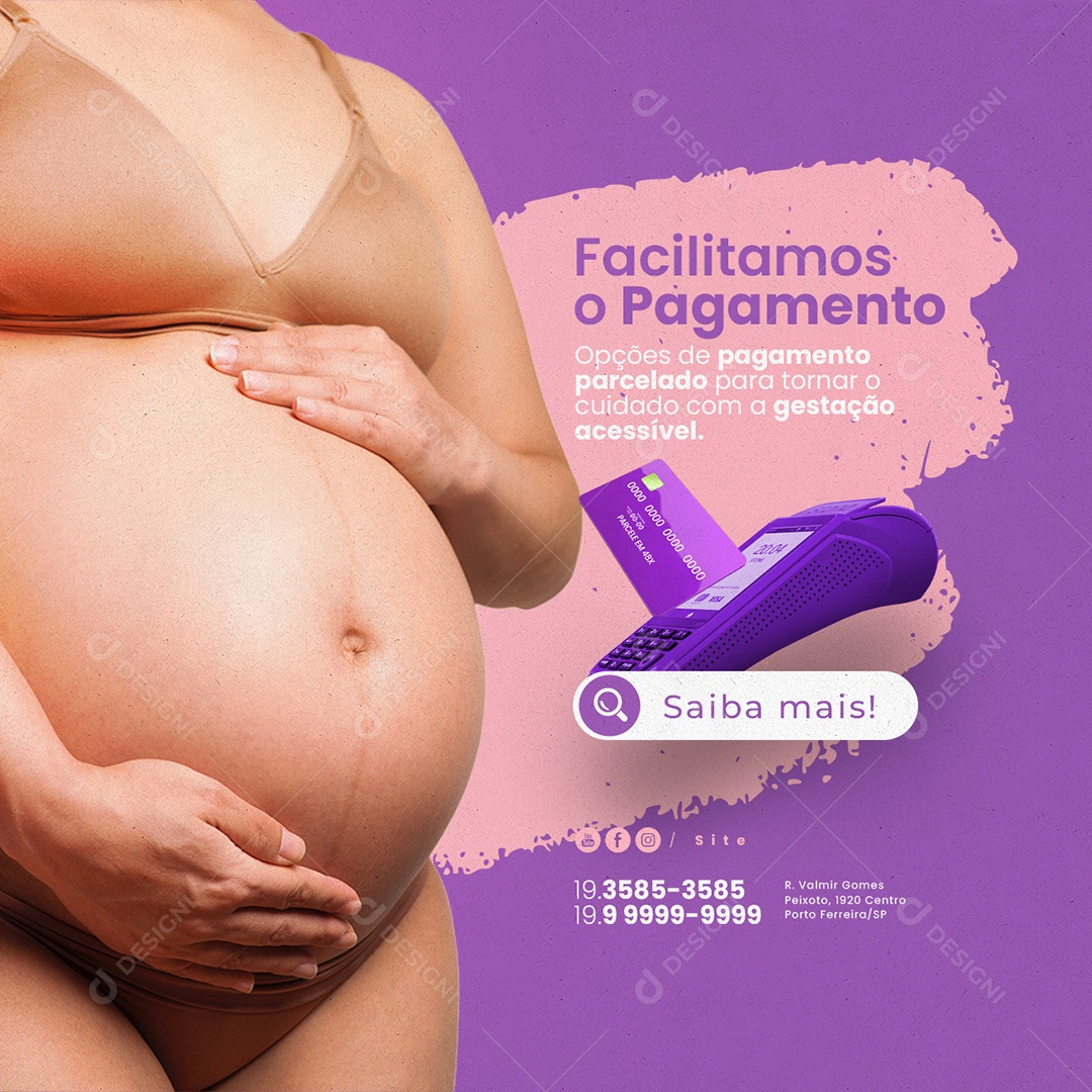 Clínica da Gestante Facilitamos o Pagamento Social Media PSD Editável