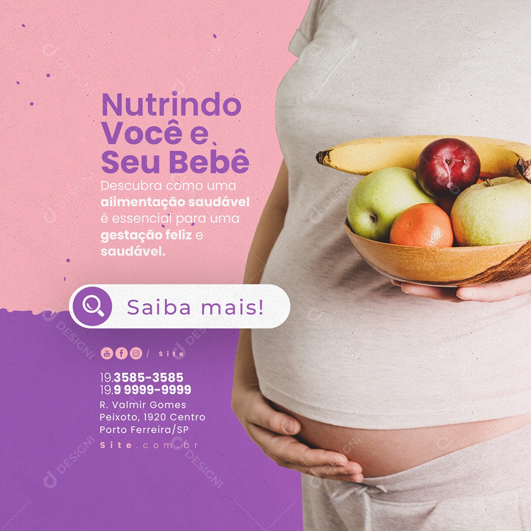 Clínica da Gestante Nutrindo Você e seu Bebê Social Media PSD Editável