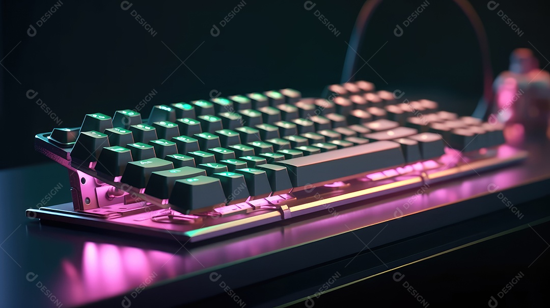 Teclado gamer sobre uma mesa