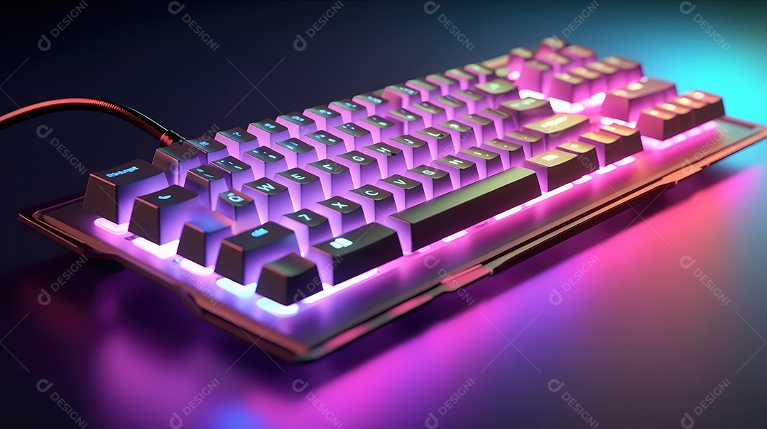 Teclado gamer sobre uma mesa