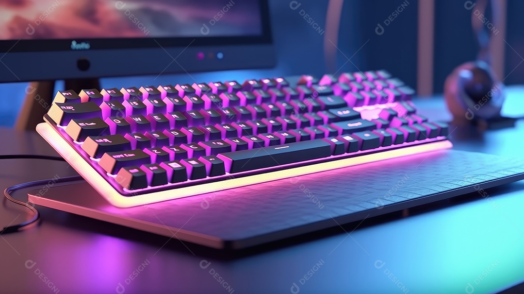Teclado gamer sobre uma mesa