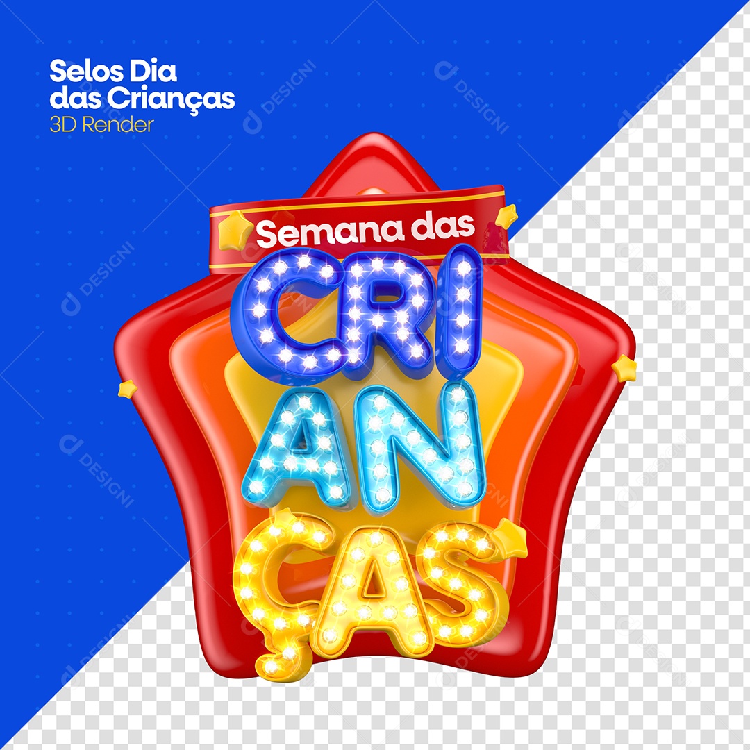 Selo 3D Semana Das Crianças Para Composição PSD