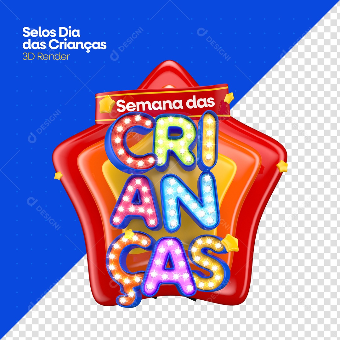 Semana Das Crianças Selo 3D Para Composição PSD