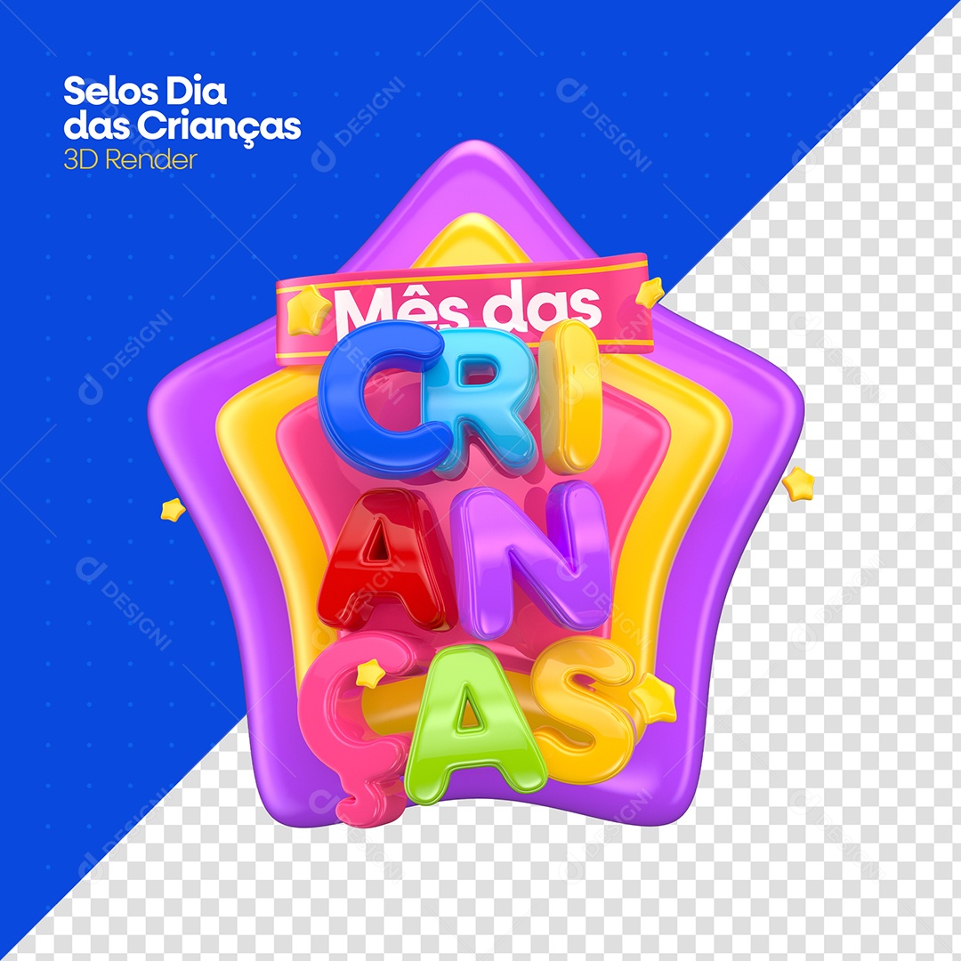 Mês Das Crianças Selo 3D Para Composição PSD