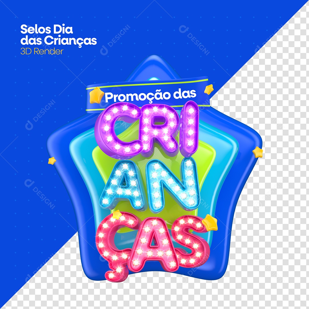 Promoção Das Crianças Selo 3D Para Composição PSD
