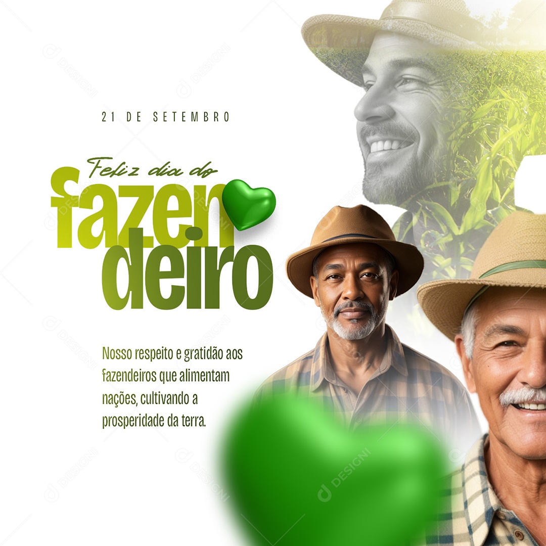 Feliz Dia do Fazendeiro 21 de Setembro Social Mídia Editável