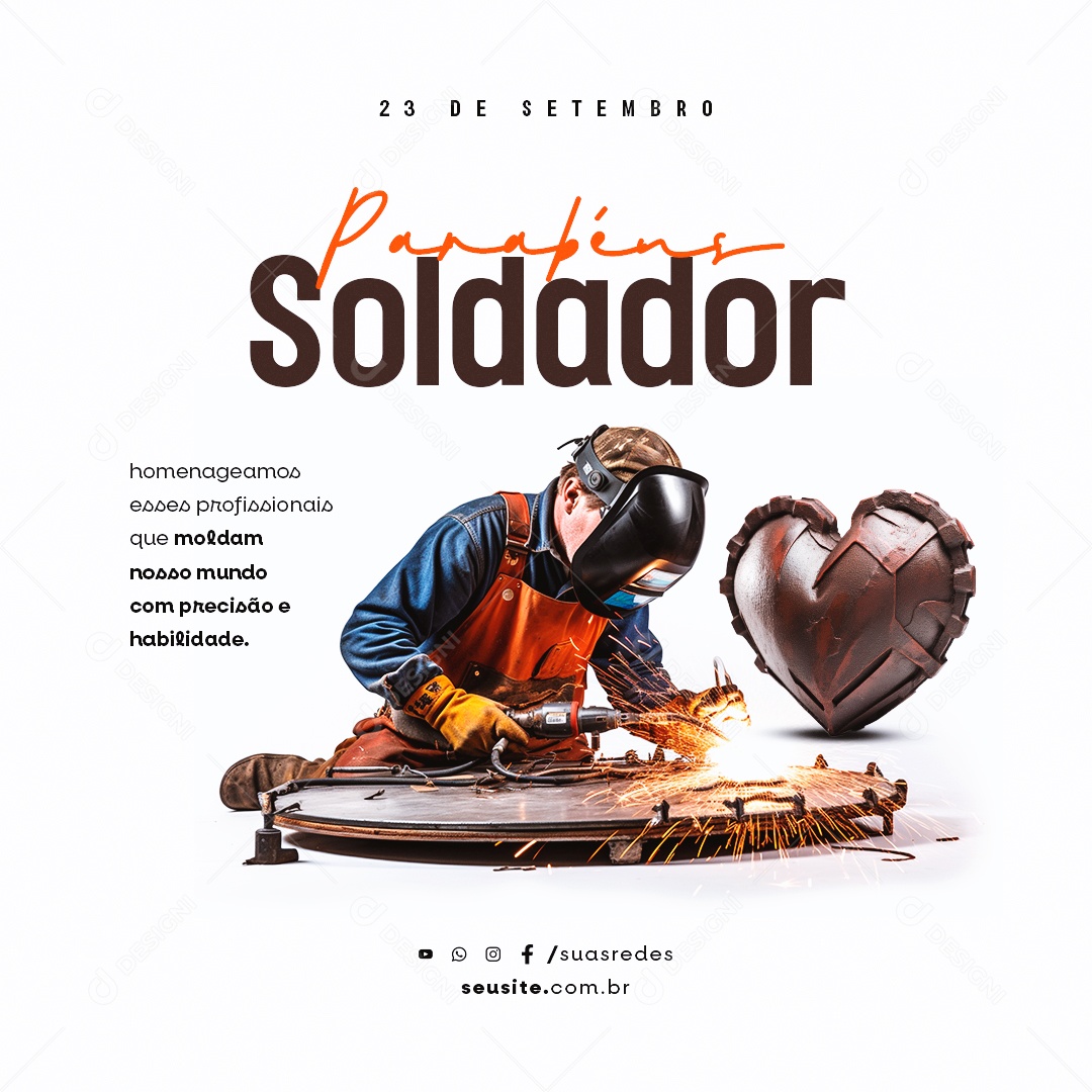 Dia do Soldador Parabéns Homenageamos esses Profissionais Social Media PSD Editável