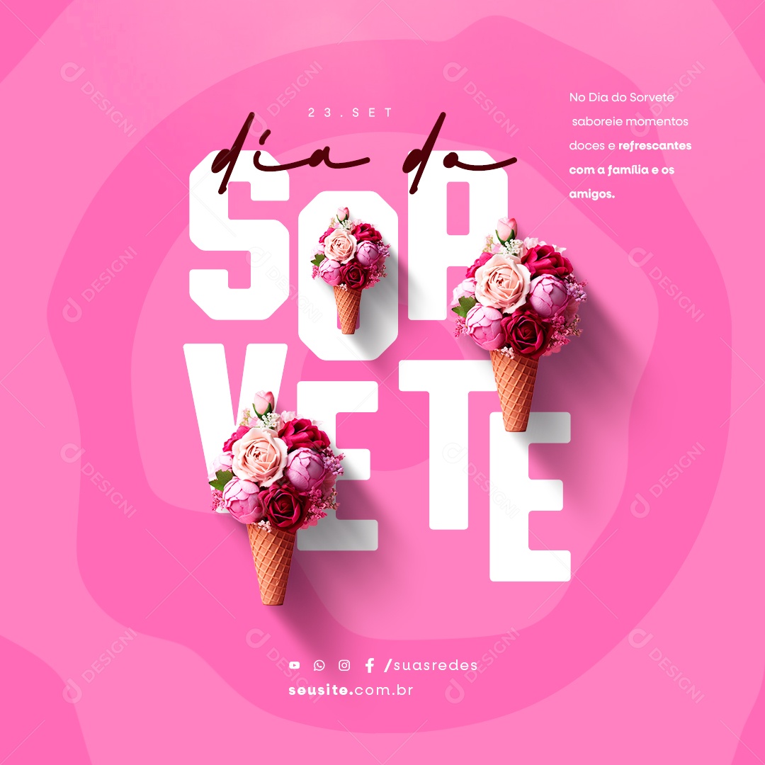Dia do Sorvete 23 de Setembro Social Media PSD Editável