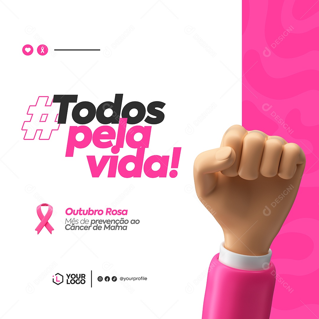 Social Media Feed Todos Pela Vida Outubro Rosa PSD Editável
