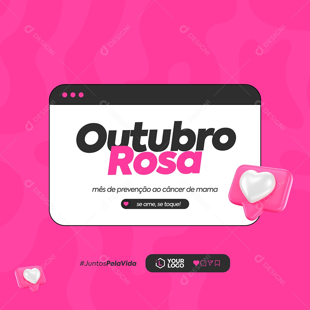 Social Media Feed Outubro Rosa Câncer De Mama PSD Editável