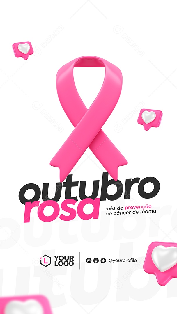 Social Media Story Outubro Rosa Prevenção Ao Câncer De Mama PSD Editável