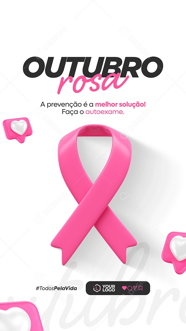 Social Media Story Outubro Rosa Prevenção é a Melhor Solução PSD Editável