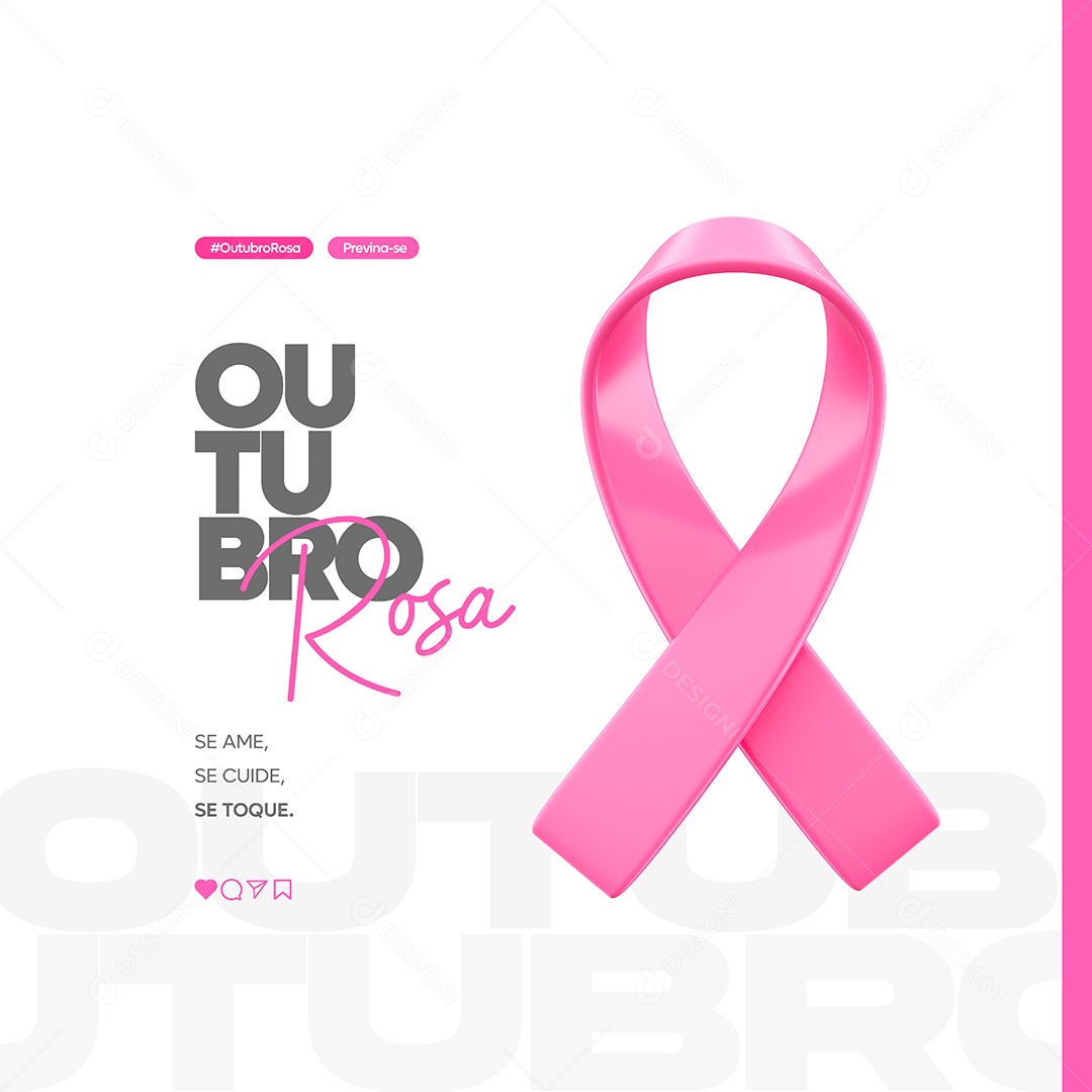 Social Media Feed Outubro Rosa Se Ame Se Cuide PSD Editável