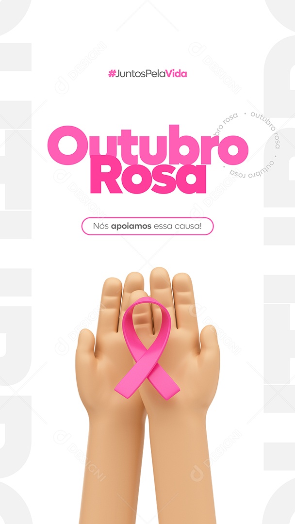 Social Media Story Outubro Rosa Juntos Pela Vida PSD Editável