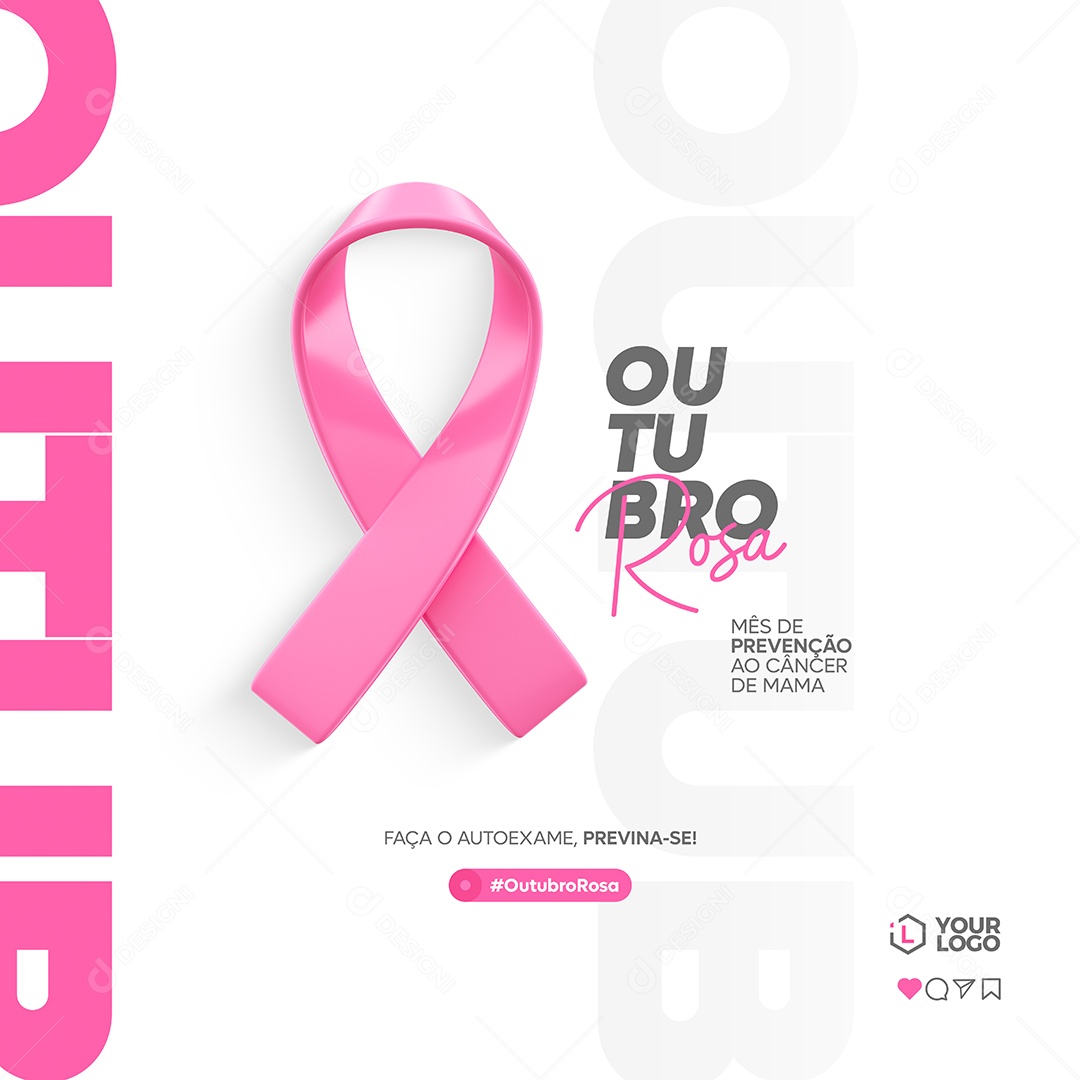 Feed Outubro Rosa Mês De Prevenção Social Media PSD Editável