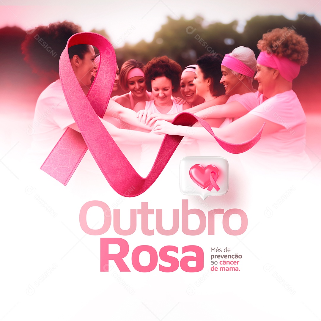 Social Media Outubro Rosa Mês de Prevenção Contra o Câncer de Mama PSD Editável