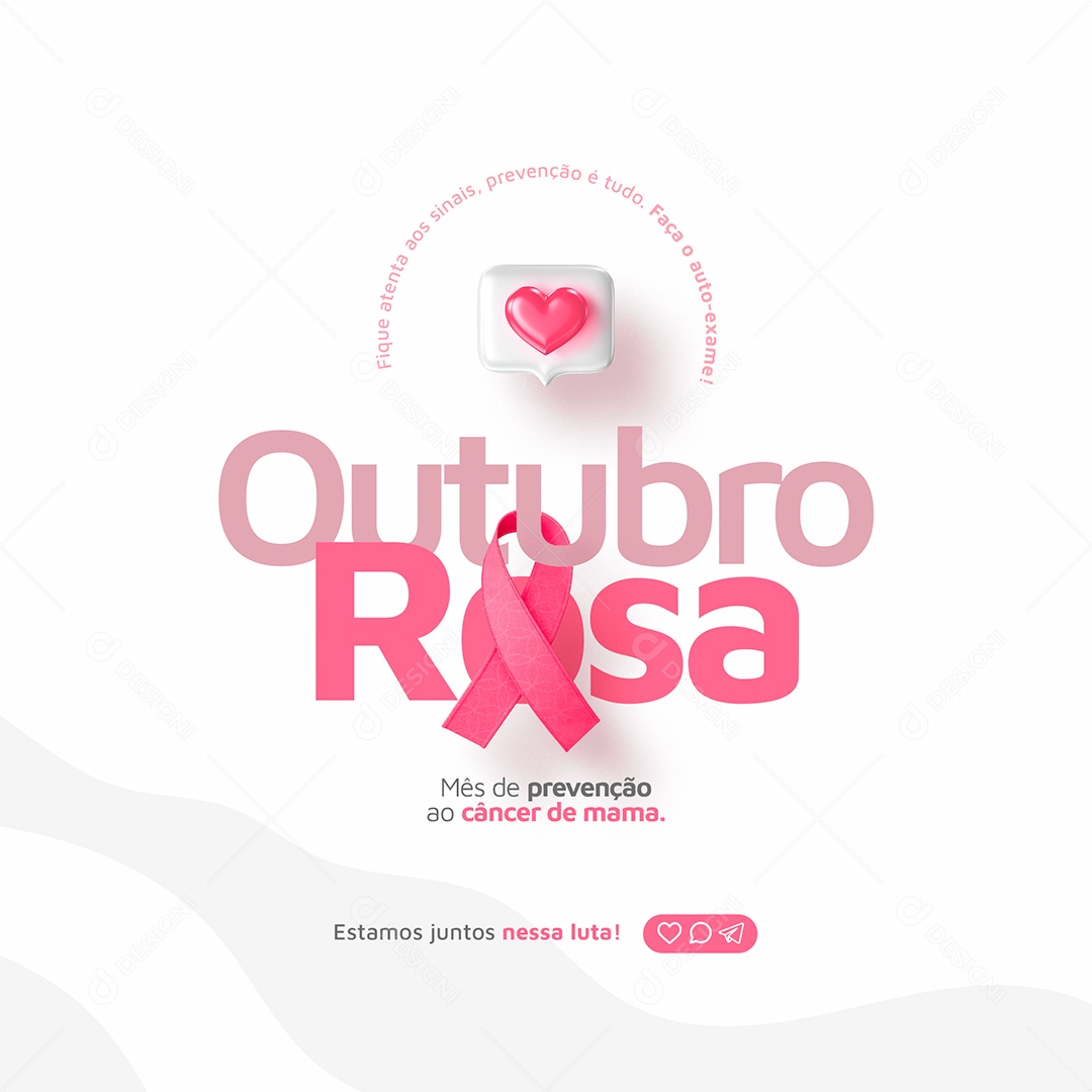Social Media Outubro Rosa Mês de Prevenção Contra o Câncer de Mama PSD Editável