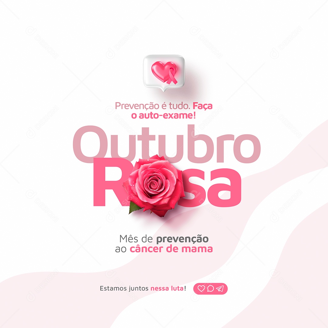 Social Media Outubro Rosa Mês de Prevenção Contra o Câncer de Mama PSD Editável