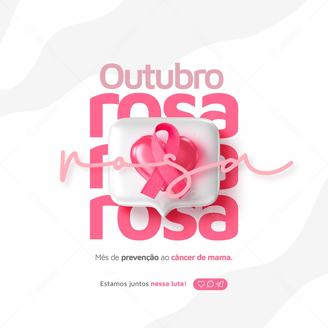 Outubro Rosa Mês de Prevenção Contra o Câncer de Mama Social Media PSD Editável