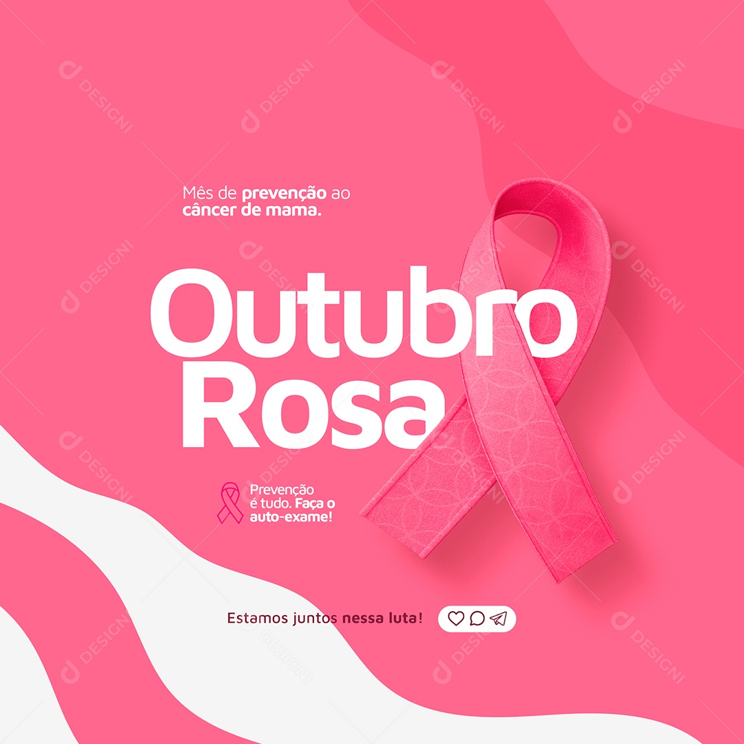 Outubro Rosa Prevenção é Tudo Faça o Auto Exame Social Media PSD Editável