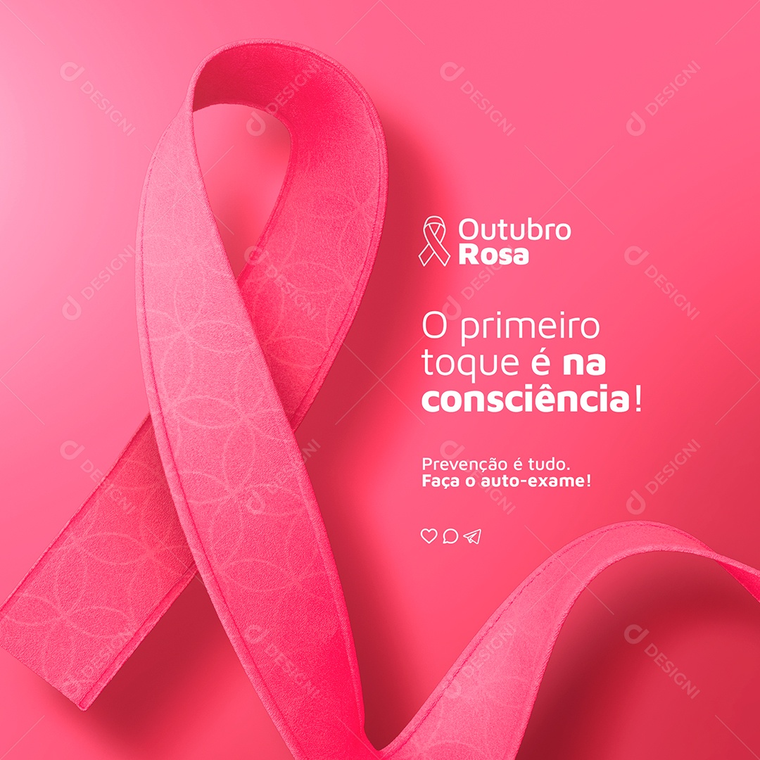 Outubro Rosa O Primeiro Toque é na Consciência Social Media PSD Editável