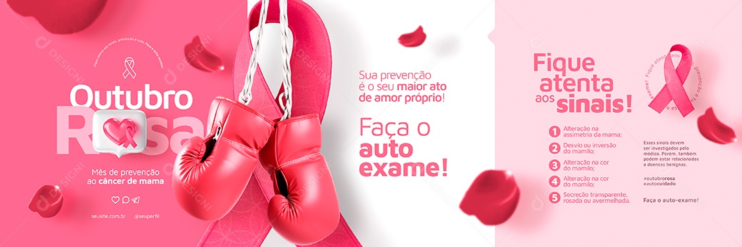 Carrossel Outubro Rosa Sua Prevenção é o seu Maior Ato de Amor Próprio Social Media PSD Editável