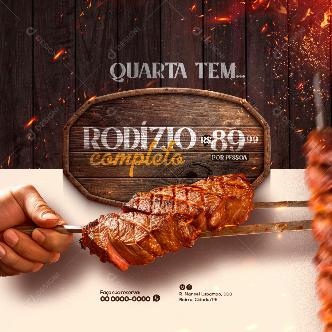 Churrascaria Quarta Tem Rodízio Completo Social Media PSD Editável