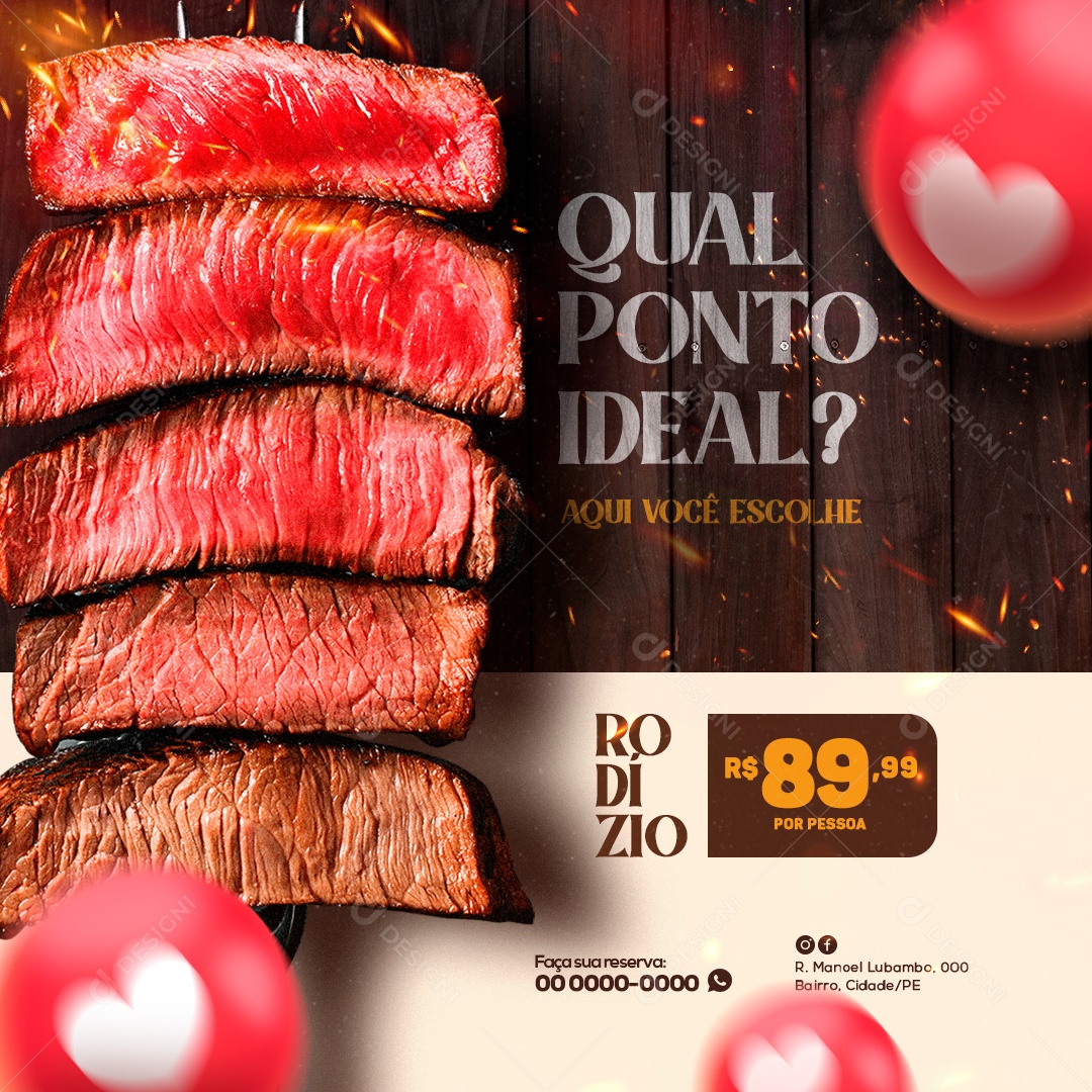 Churrascaria Qual Ponto Ideal Aqui Você Escolhe Rodízio Social Media PSD Editável