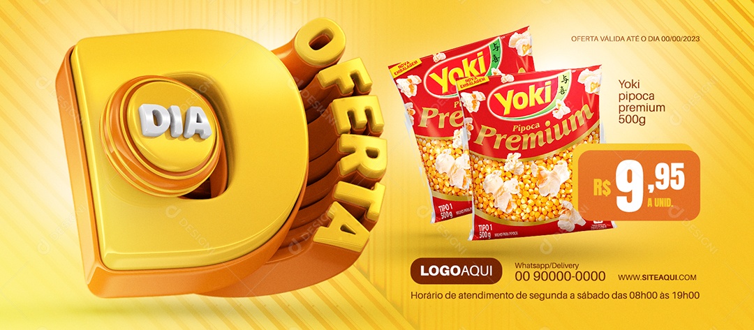 Social Media Banner Dia De Oferta Pipoca Premium Yoki PSD Editável
