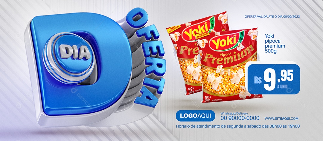 Banner Dia De Oferta Pipoca Premium Yoki Social Media PSD Editável