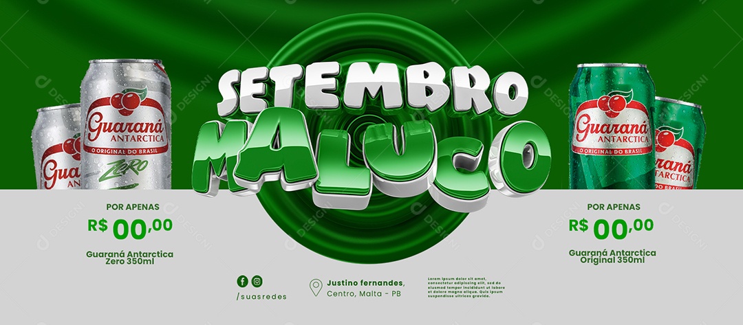 Social Media Banner Setembro Maluco Refrigerante Guaraná Antarctica Zero Guaraná Antarctica Original PSD Editável