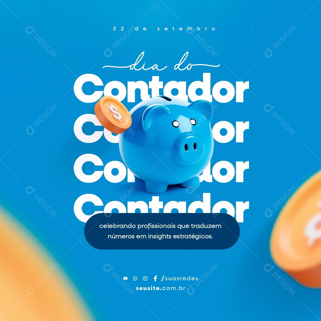 Dia do Contador 22 de Setembro Celebrando Profissionais que Traduzem Números Social Media PSD Editável