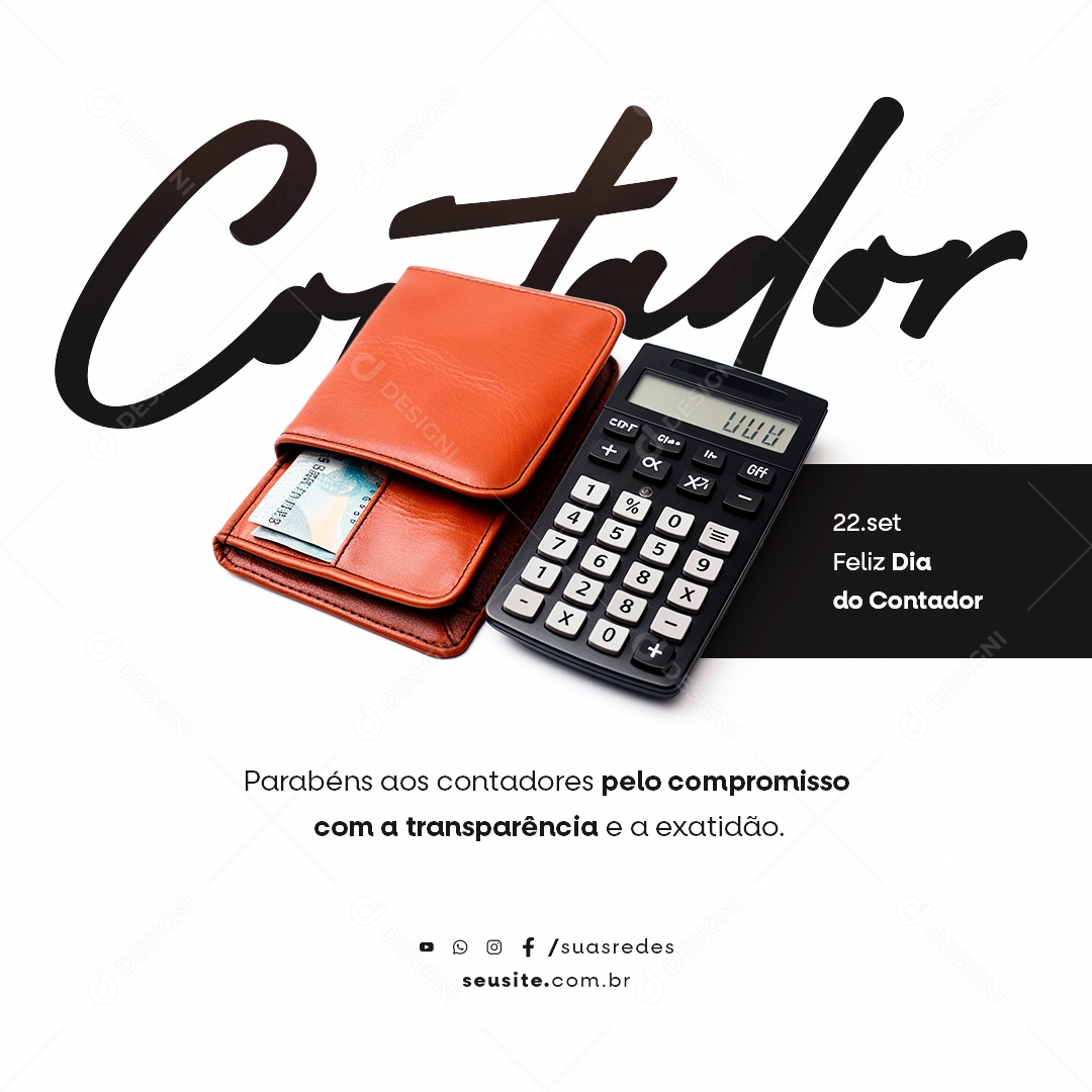 Feliz Dia do Contador Parabéns aos Contadores pelo Compromisso com a Transparência e a Exatidão Social Media PSD Editável