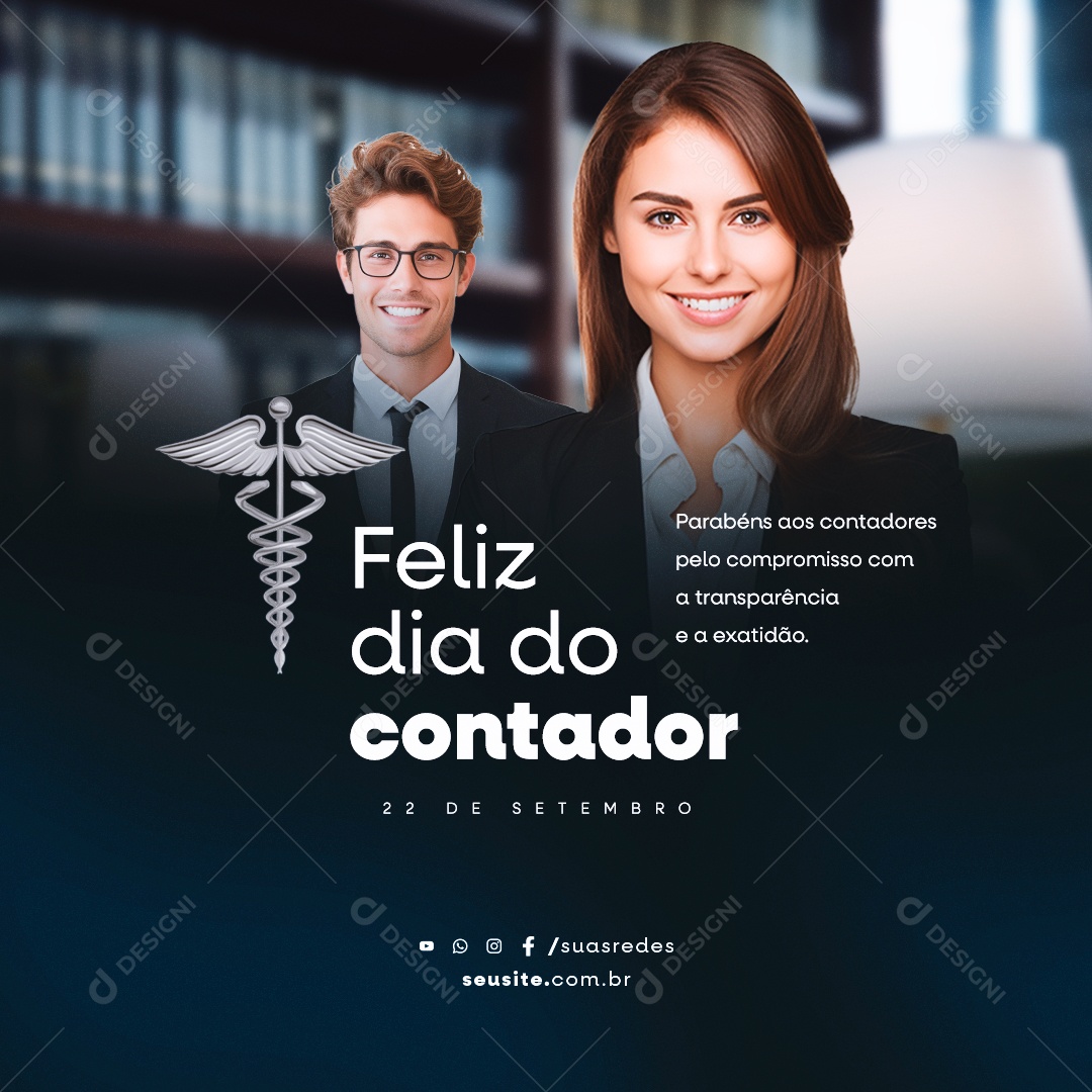 Feliz Dia do Contador Parabéns pelo Compromisso com a Transparência e a Exatidão Social Media PSD Editável